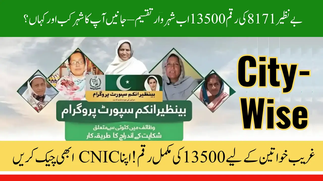 Ehsaas 8171 Payment Aug 2025 City-Wise Distribution for Poor Women 